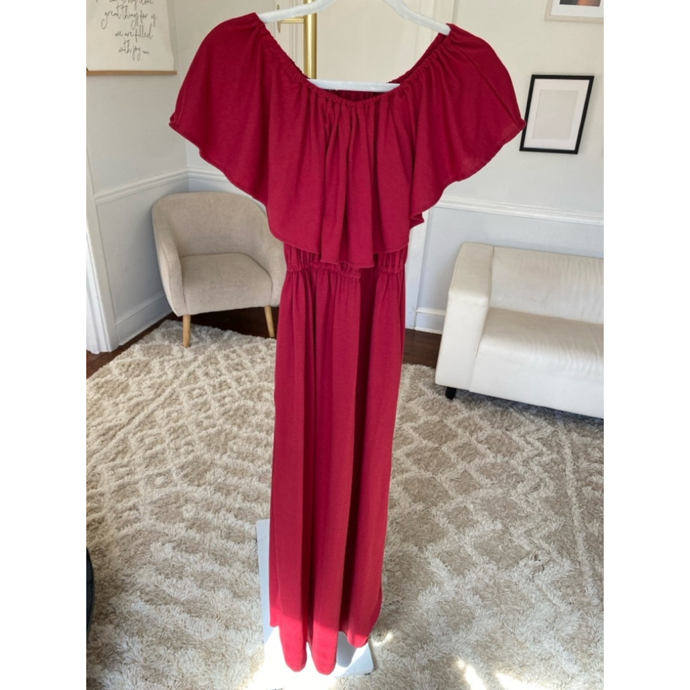 Thanth Off-Shoulder Maxi Dress Cottagecore Romantic Elegant Ruffle Soft Feminine - Picture 2 of 10